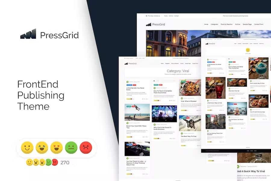 PressGrid - Frontend Publish Reaction & Multimedia Theme