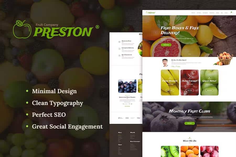 Preston - Fruit Company & Organic Farming WordPress Theme