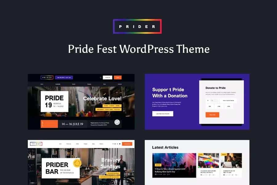 Prider - LGBT & Gay Rights Festival WordPress Theme + Bar
