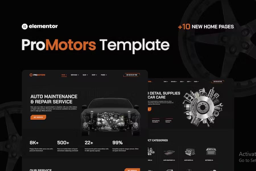 ProMotors – Car Service and Detailing Elementor Template Kit