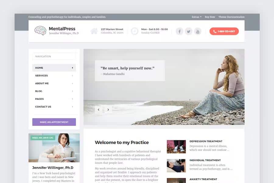 Psychology, Counseling & Medical Website Template - MentalPress