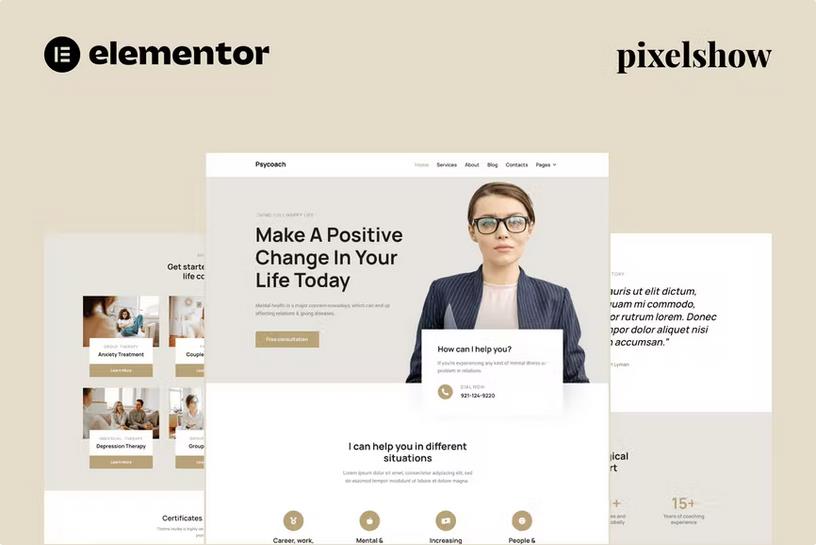 Psycoach - Life Coach & Psychologist Elementor Pro Full Site Kit