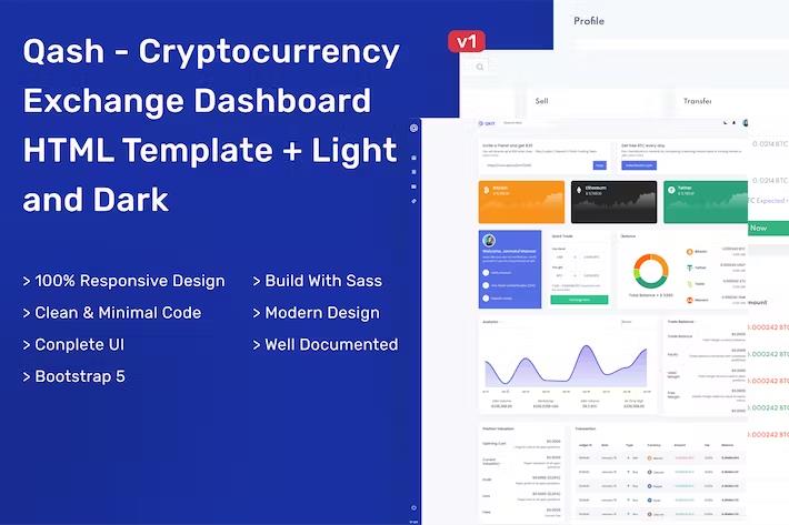 Qash - Cryptocurrency Exchange HTML Dashboard product preview