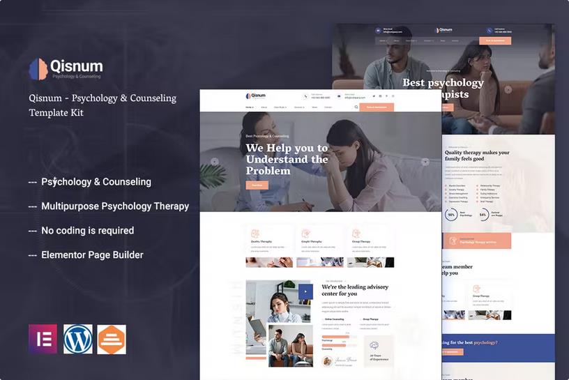Qisnum - Psychology & Counseling Elementor Template Kit