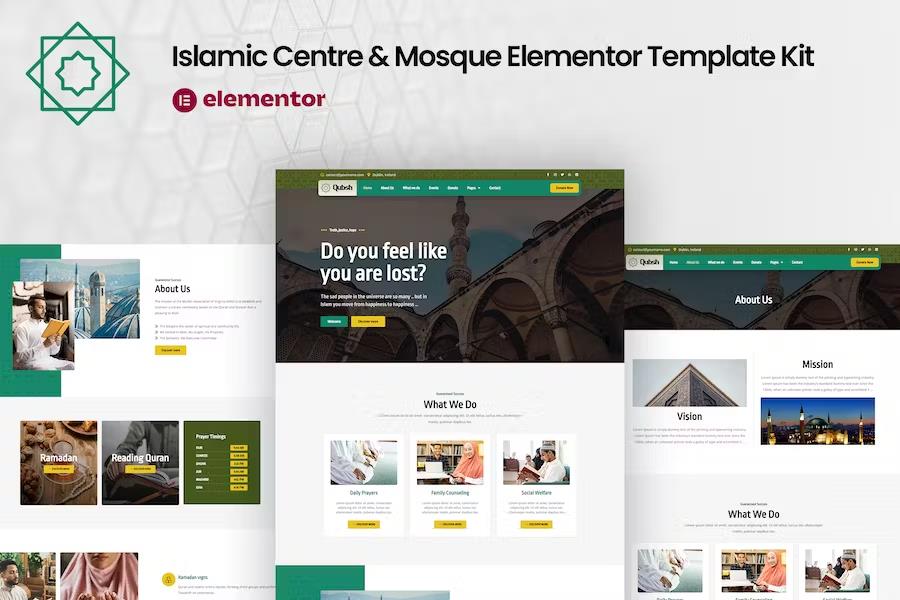 Qubsh - Islamic Centre & Mosque Elementor Template Kit product preview