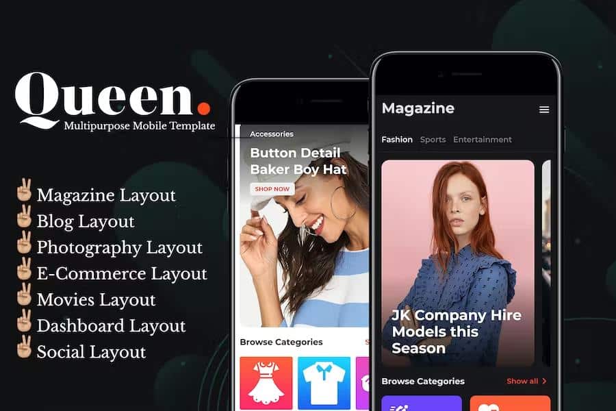 Queen - Multiconcept HTML Mobile App Template
