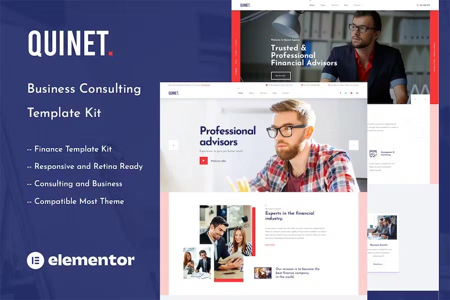 Preview image for Quinet - Business Consulting Elementor Template Kit