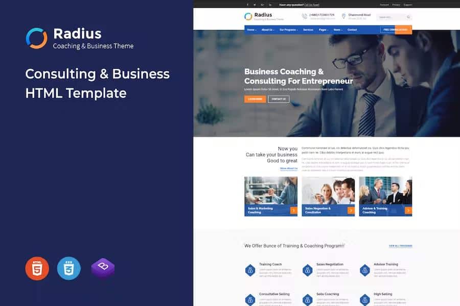 Radius - Training, Coaching, Consulting & Business HTML Template