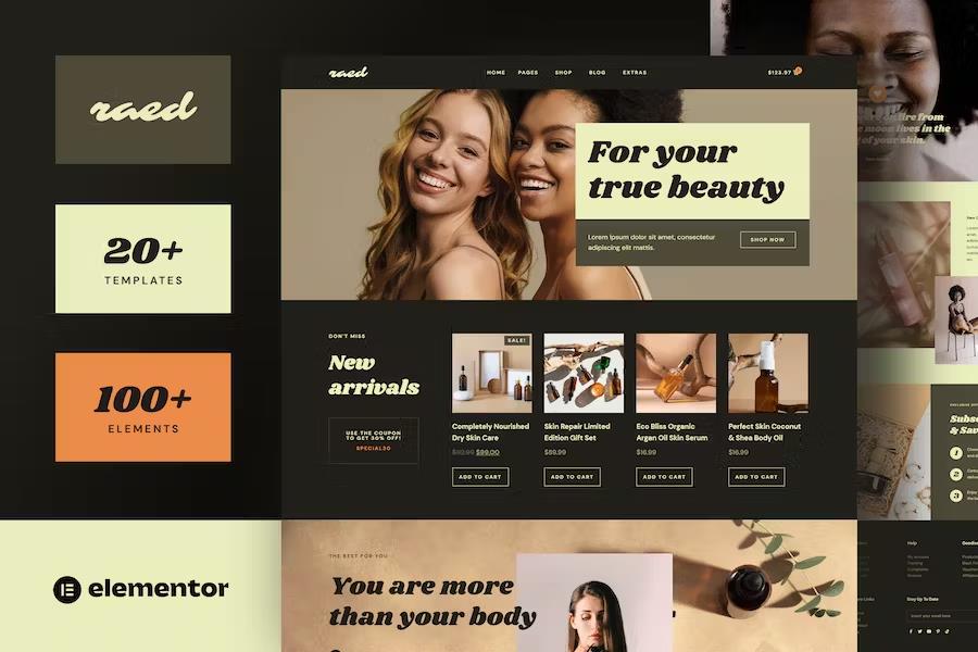 Preview image for Raed - Organic Cosmetics & Natural Beauty Shop Elementor Template Kit