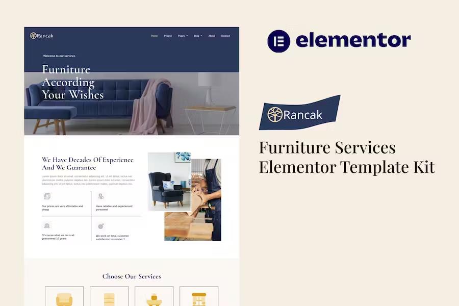 Rancak - Furniture Services Elementor Template Kit listing image