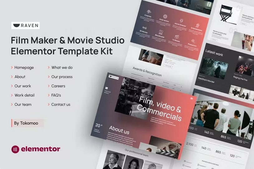 Raven | Film Maker & Movie Studio Elementor Template Kit