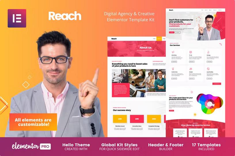Reach - Digital Agency & Creative Elementor Template Kit listing image