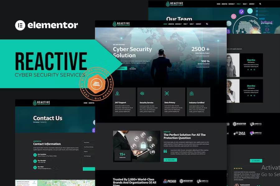 Reactive - Cyber Security Services Elementor Template Kit product preview