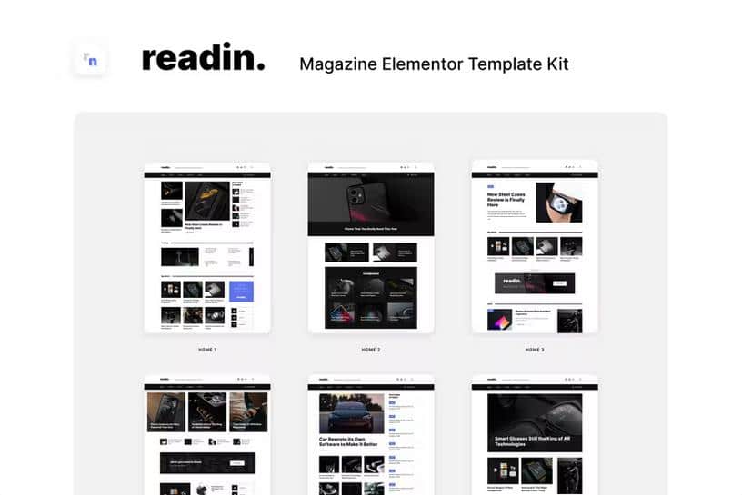 Product preview supplied for Readin - Blog & Magazine Elementor Template Kit
