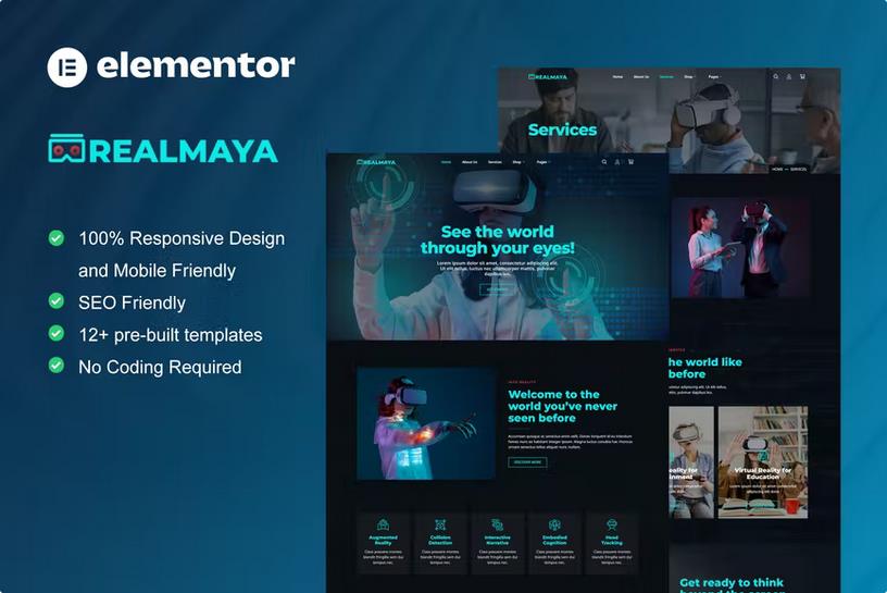 RealMaya - Virtual Reality Services & Shop Elementor Template Kit