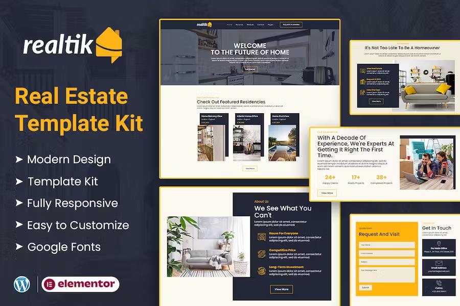 Product preview supplied for Realtik - Real Estate & Property Sales Elementor Template Kit