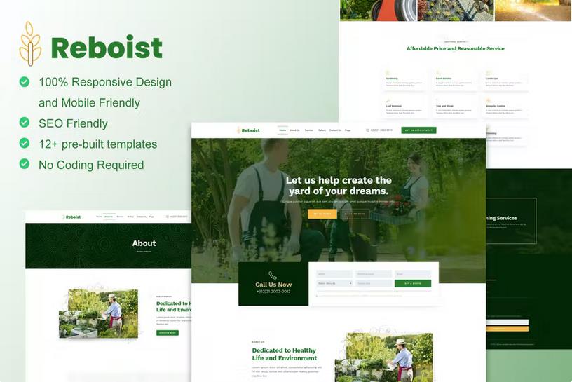 Reboist - Landscape & Gardening Elementor Template Kit product preview