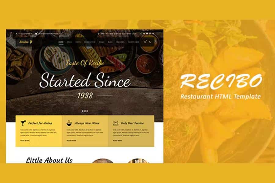 Recibo - Restaurant   Food  HTML Template