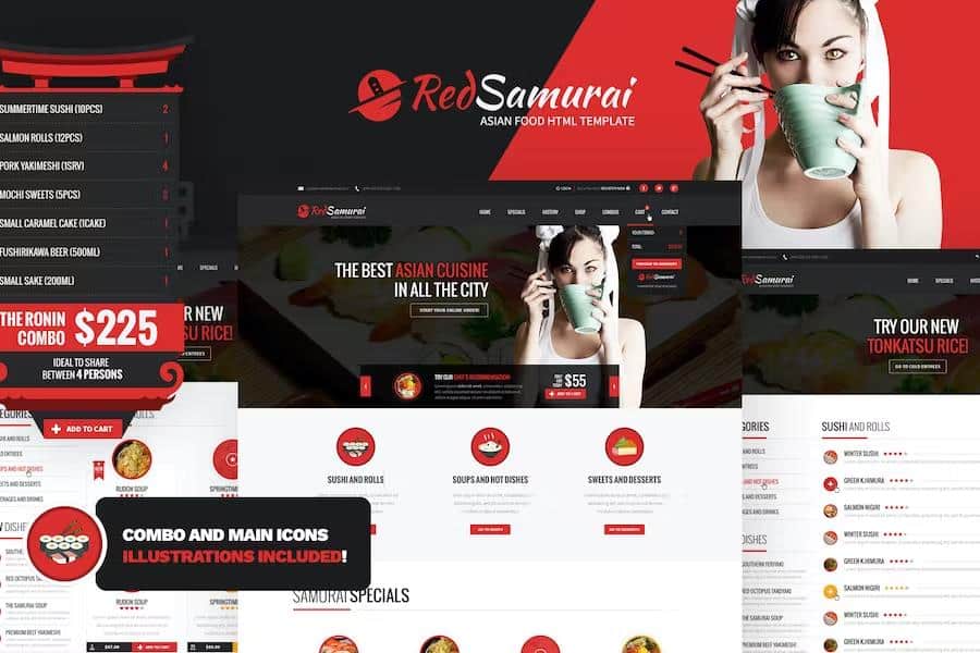 Product preview supplied for Red Samurai HTML5 and CSS3 Responsive Template