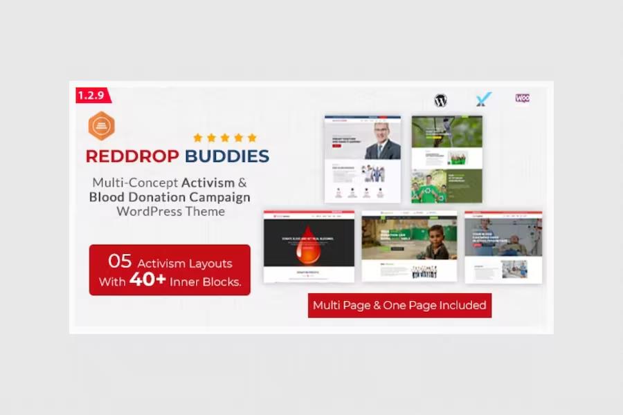 Reddrop Buddies - Multi-Concept Activism & Blood Donation Campaign WordPress Theme
