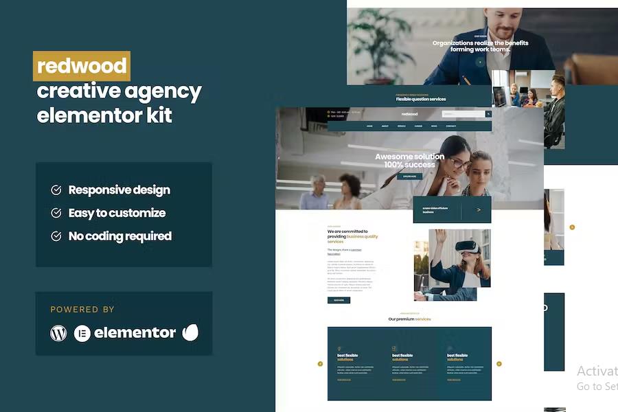 Preview image for Redwood - Creative Agency Business Elementor Pro Template Kit