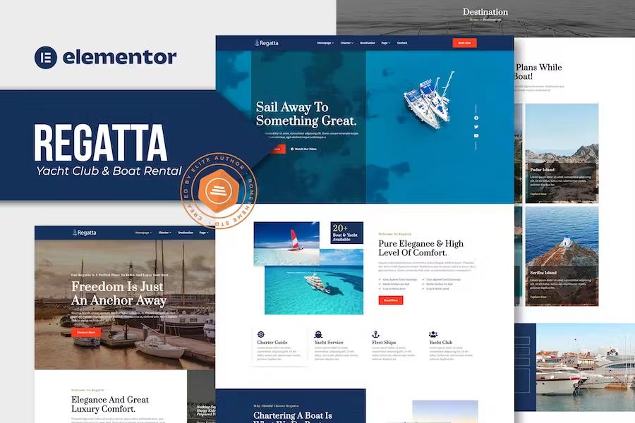 Regatta - Yacht Club & Boat Rental Elementor Template Kit listing image