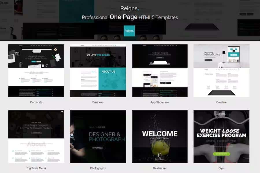 Reigns - Professional One Page HTML5 Templates
