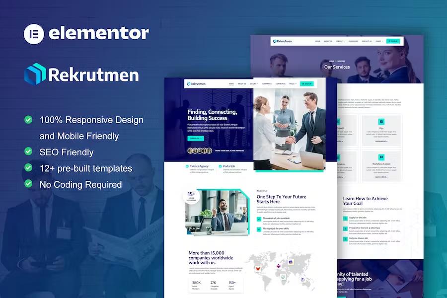Product preview supplied for Rekrutmen - Human Resource & Recruitment Agency Elementor Template Kit
