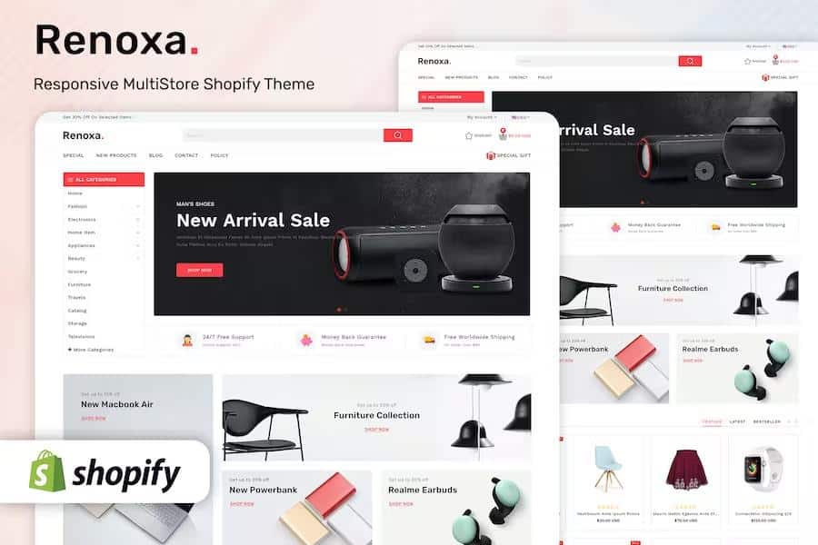 Renoxa Multipurpose E-commerce Shopify Template product preview