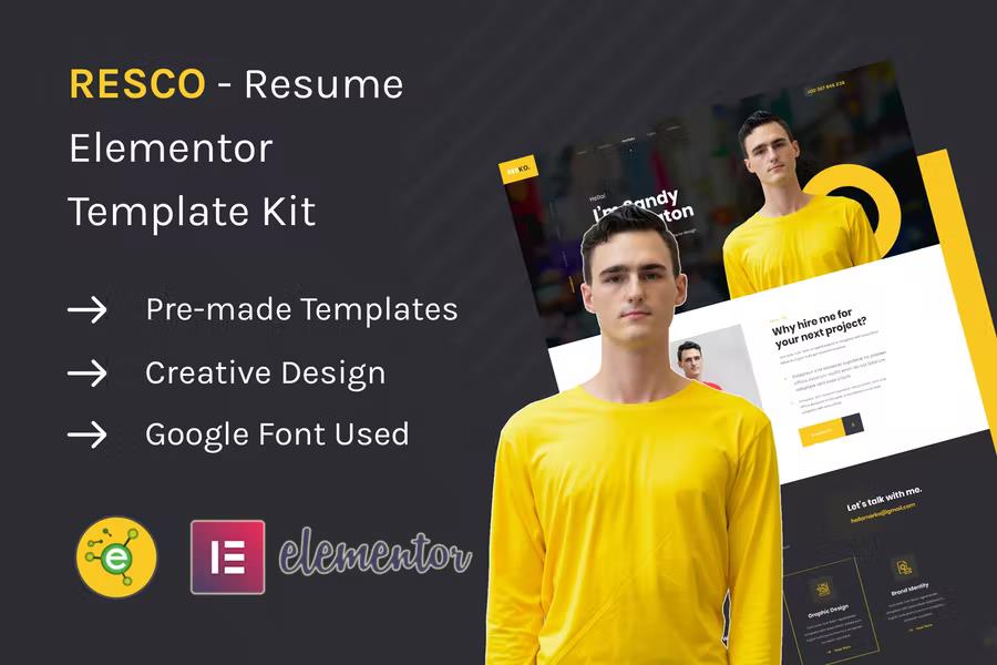 Product preview supplied for Resco - Resume Elementor Template Kit