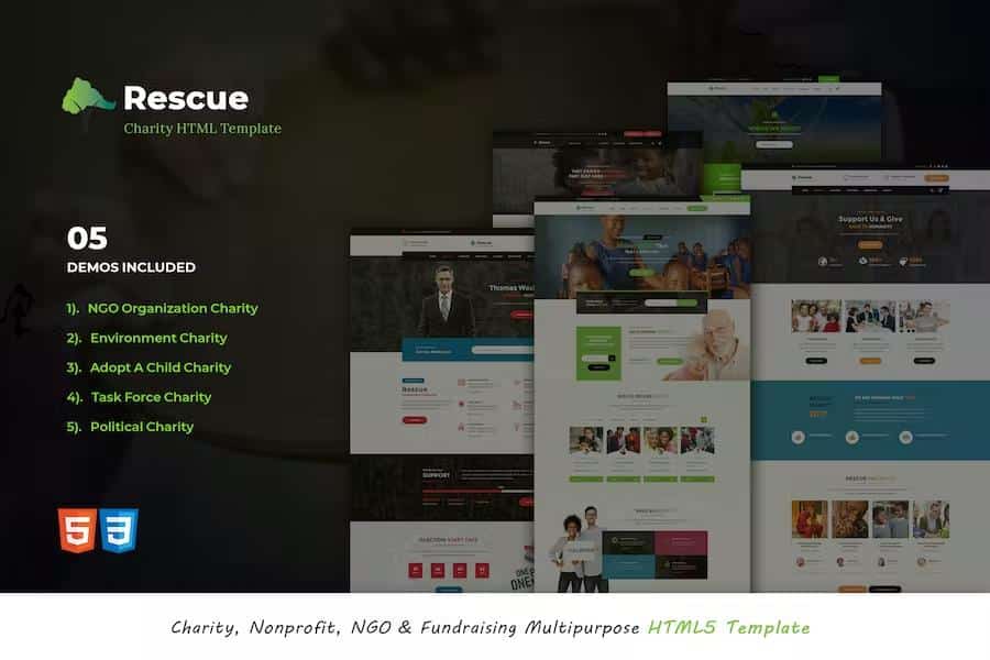 Rescue - Charity, Nonprofit, NGO & Fundraising Multipurpose HTML5 Template