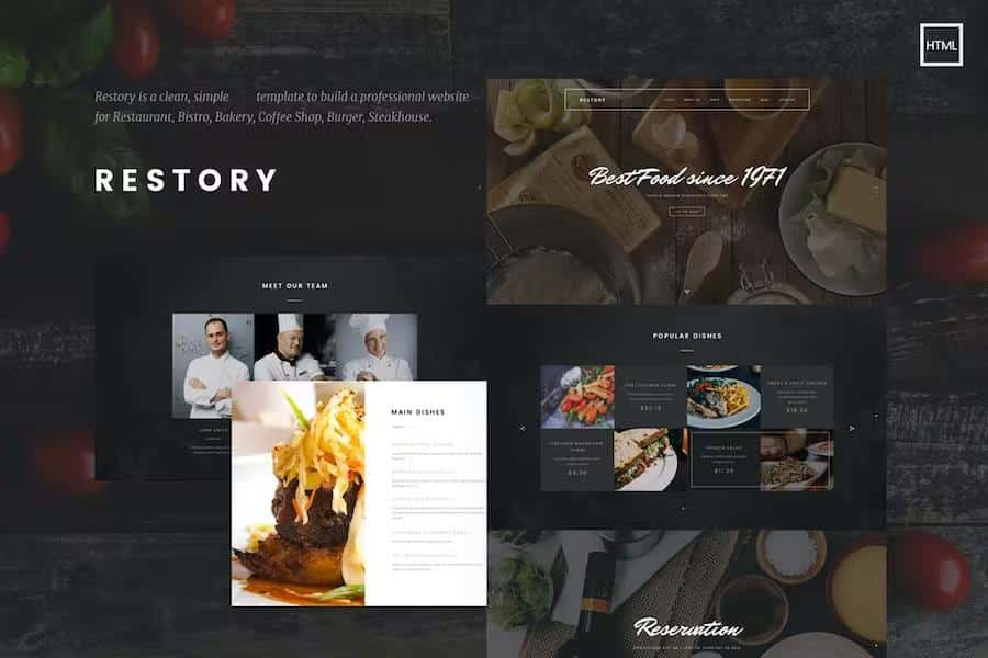 Product preview supplied for Restory - Restaurant & Cafe HTML5 Template