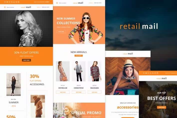 Retail Mail - Responsive E-mail Templates set + Online Access