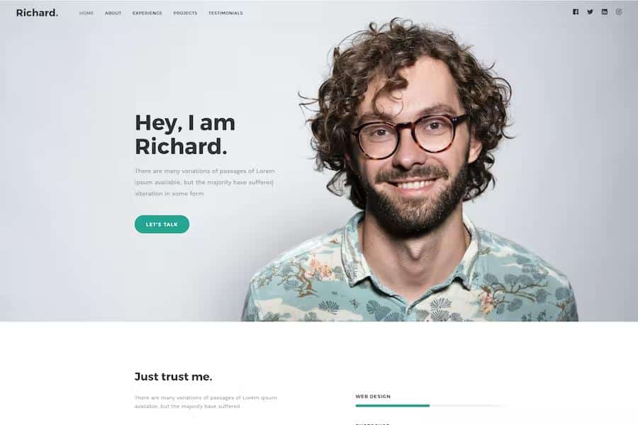 Preview image for Richard - Easy Onepage Personal Template