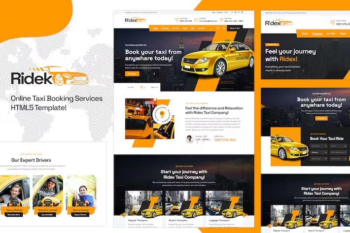 Ridek - Online Taxi Booking Service HTML5 Template product preview