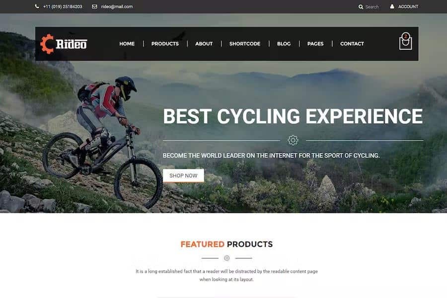 Rideo - Bicycle Store HTML Template