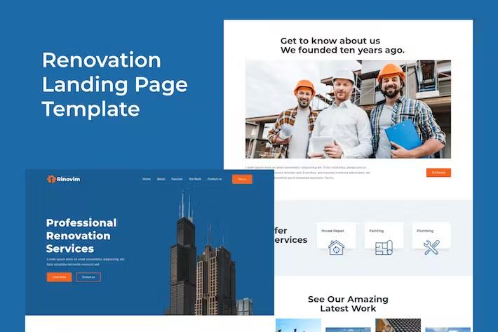 Product preview supplied for Rinovim - Renovation Landing Page Template