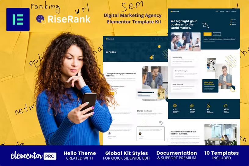 Riserank - Digital Marketing Agency Elementor Template Kit