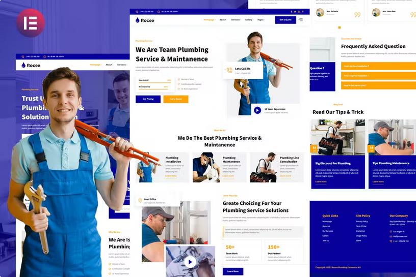 Product preview supplied for Rocee - Plumbing Service & Maintenance Elementor Template Kit