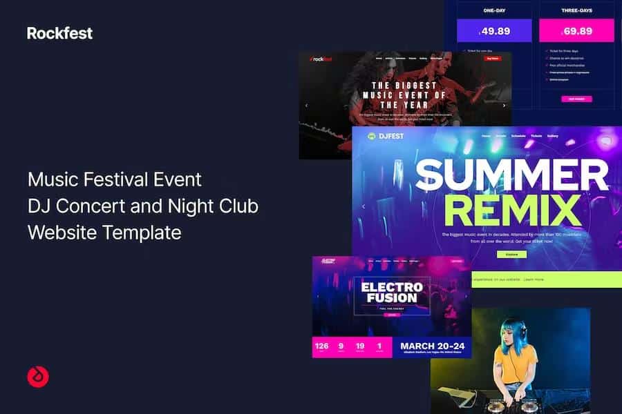 Product preview supplied for Rockfest - Music Festival Event, DJ Concert and Night Club Bootstrap 5 Website Template