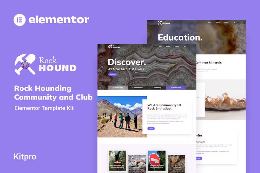 Product preview supplied for Rockhound - Rock Hounding Community Club Elementor Template Kit