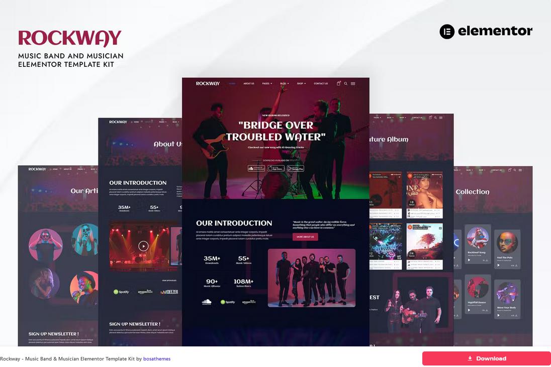 Rockway - Music Band & Musician Elementor Template Kit