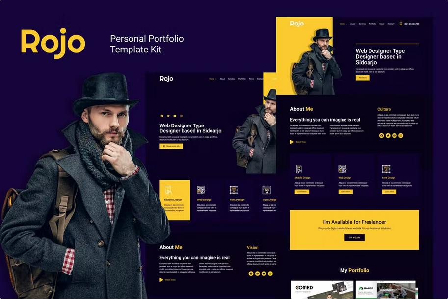 Rojo - Personal Portfolio Elementor Template Kit