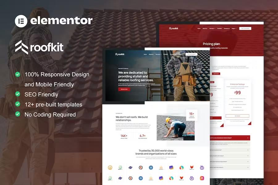 Preview image for RoofKit - Roofing Services Elementor Pro Template Kit