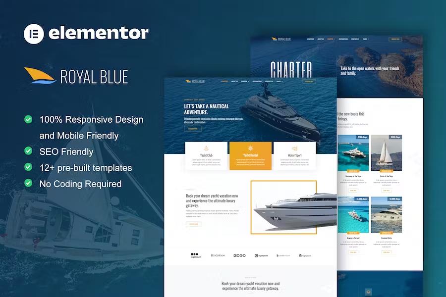 RoyalBlue - Yacht Club & Boat Rental Elementor Template Kit listing image