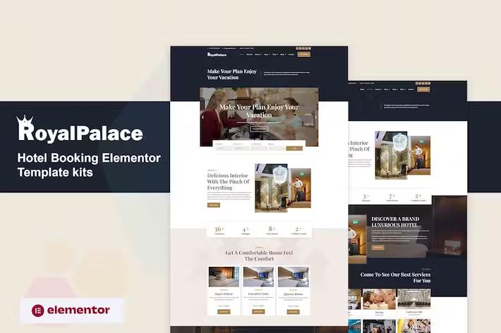 Product preview supplied for Royalpalace - Hotel Booking Elementor Pro Template Kit
