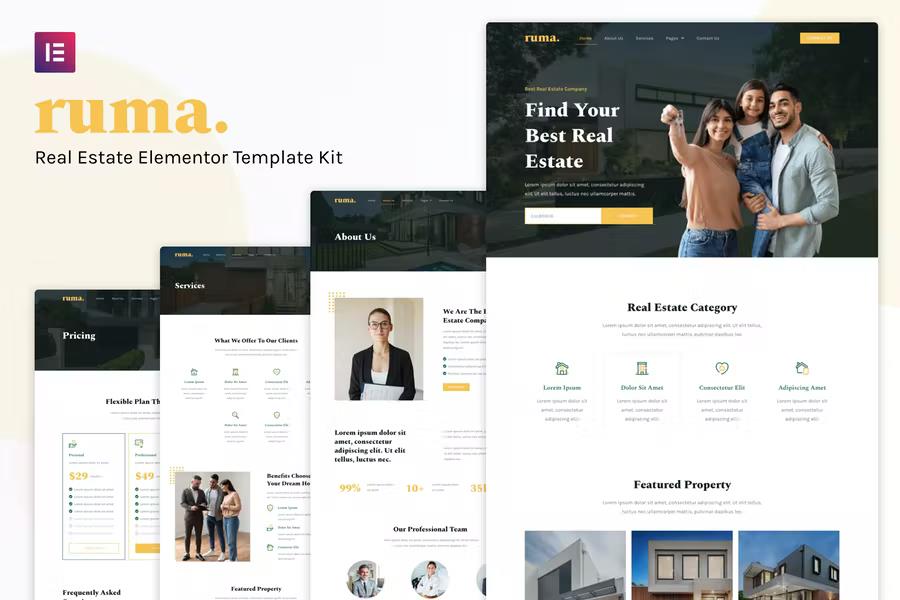 Ruma - Real Estate Elementor Template Kit product preview