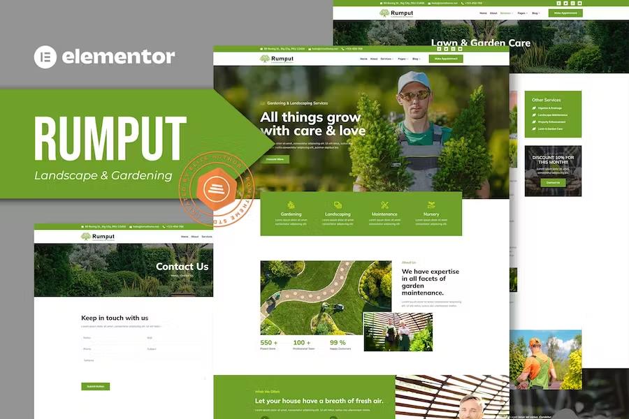 Rumput - Landscape & Gardening Services Elementor Template Kit product preview