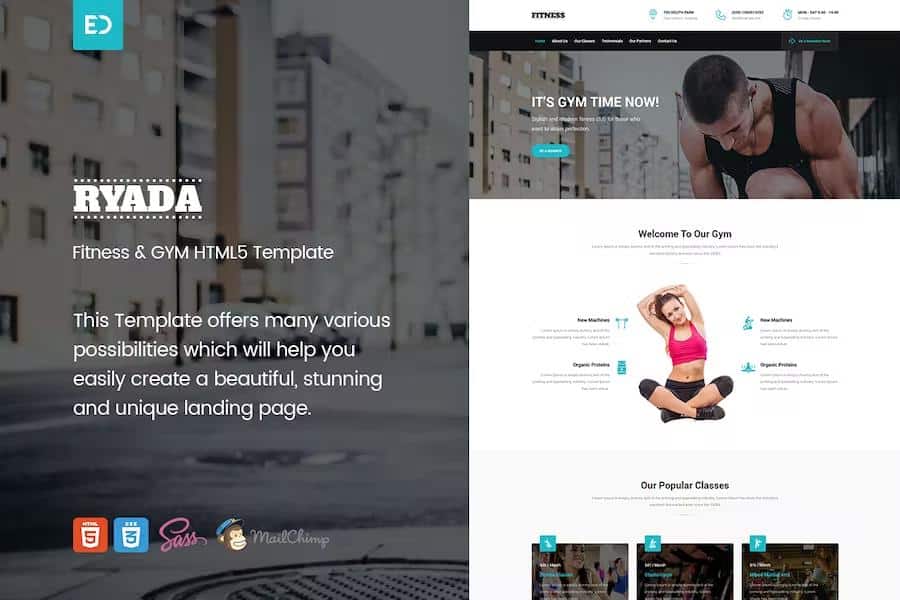 Ryada - Fitness & GYM HTML Landing Page Template