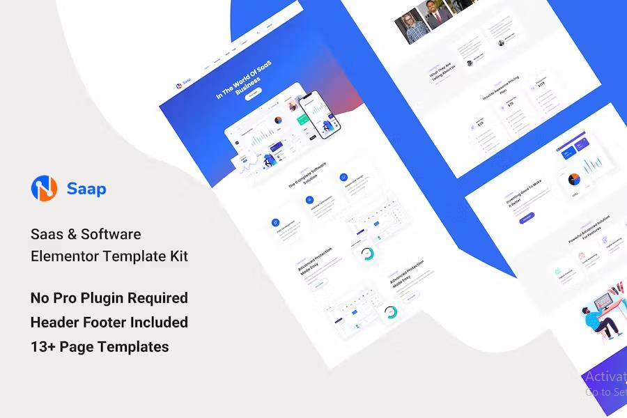Preview image for Saap - Saas & Software Elementor Template Kit